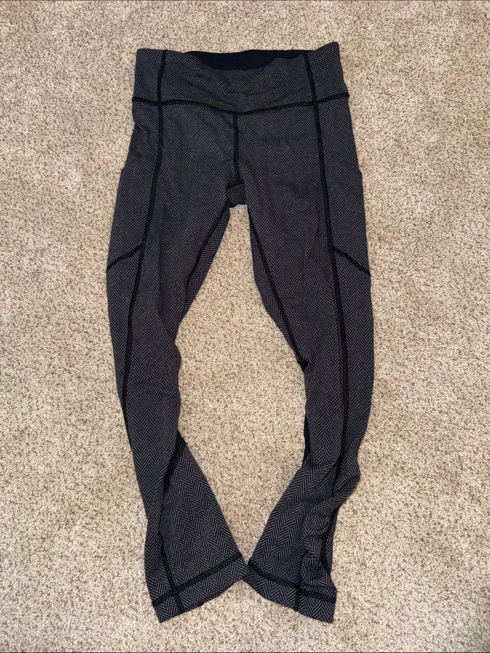 lululemon athletica Black & Gray Herringbone Track Pants